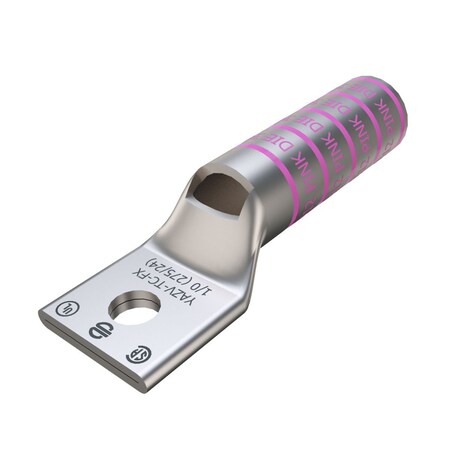 Burndy Copper Compression Lug, 1 Hole w/ Inspection Window, 1/0 Flex, 1/4" St YAZV25TC14FX